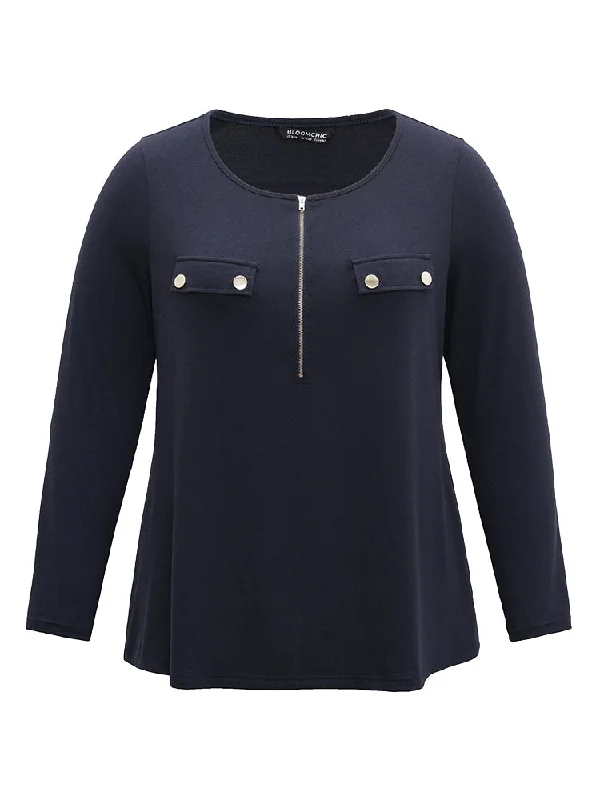 plain-half-zip-button-detail-t-shirt