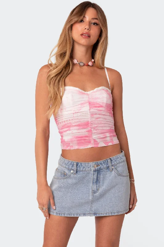 Evelyn Printed Mesh Bra Top