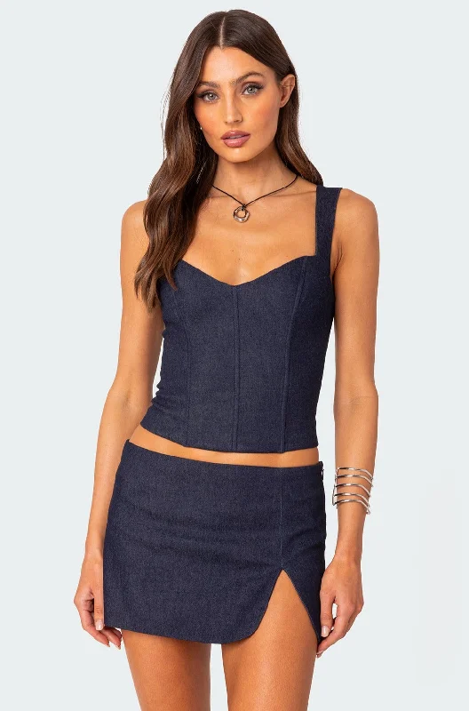 Jemma Lace Up Denim Corset