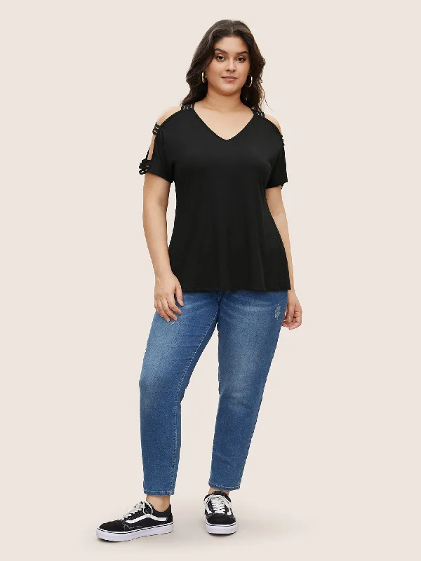 solid-cut-out-batwing-sleeve-t-shirt