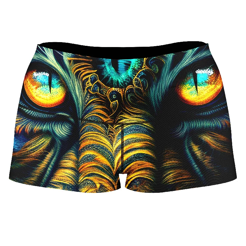 Tiger Eyes Psychedelic High-Waisted Women's Shorts