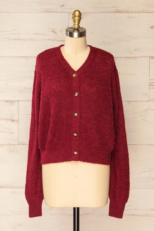 Velez Burgundy | Knit Button-Up Cardigan