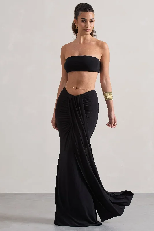 vitality-black-ruched-drape-maxi-skirt-cl134735002