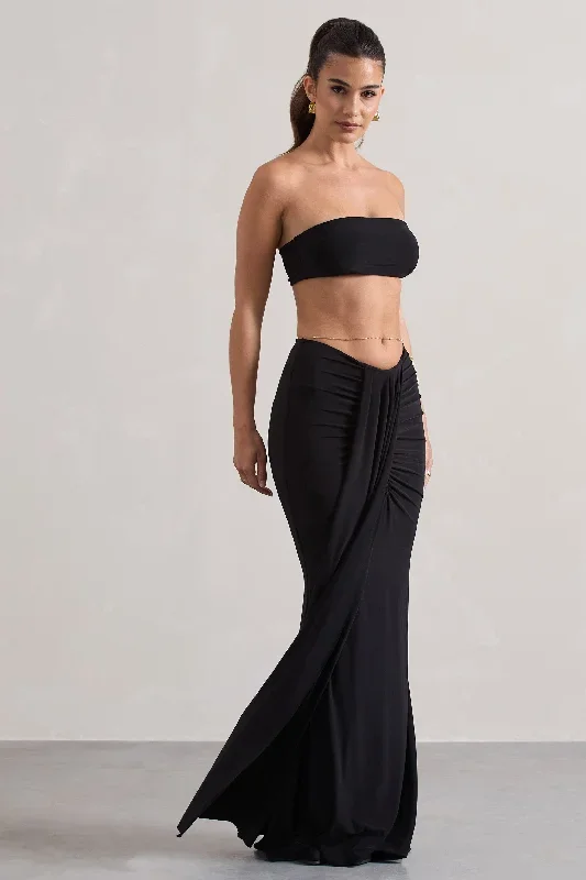 vitality-black-ruched-drape-maxi-skirt-cl134735002