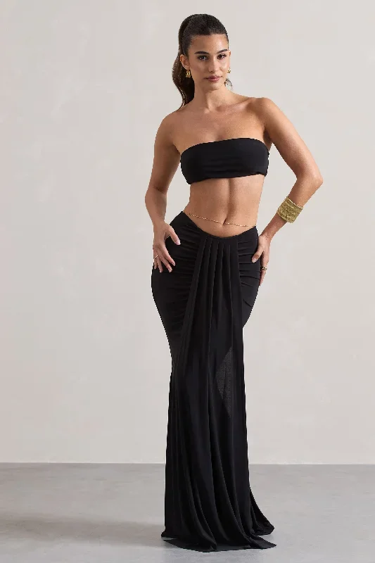 vitality-black-ruched-drape-maxi-skirt-cl134735002