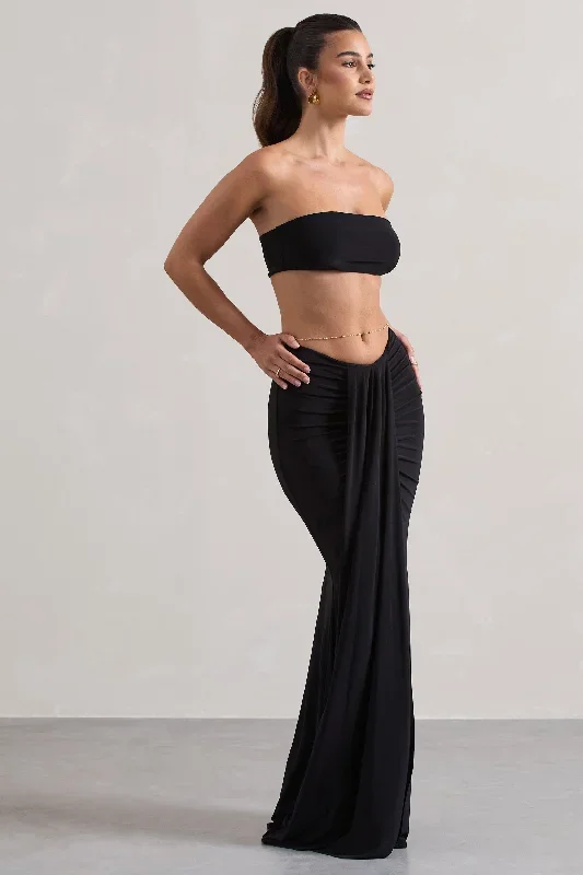 vitality-black-ruched-drape-maxi-skirt-cl134735002