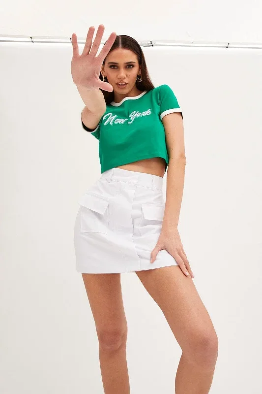 White Cargo Skirt Utility Mini