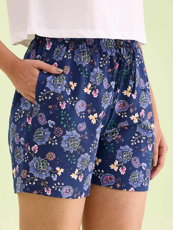 women-printed-blue-cotton-knit-lounge-shorts