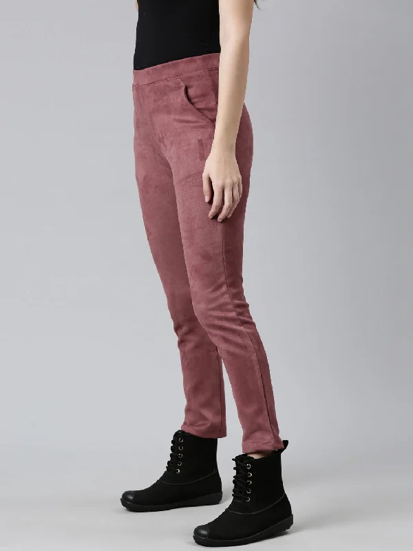 women-solid-light-wine-mid-rise-suede-treggings