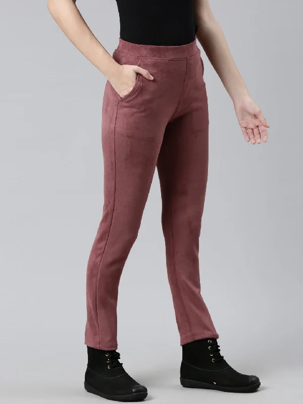 women-solid-light-wine-mid-rise-suede-treggings