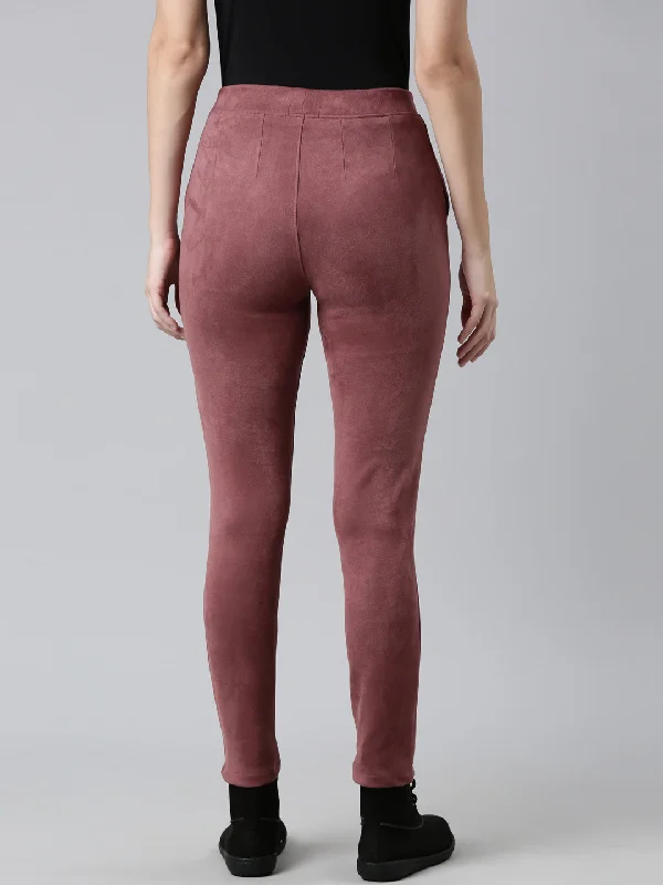 women-solid-light-wine-mid-rise-suede-treggings