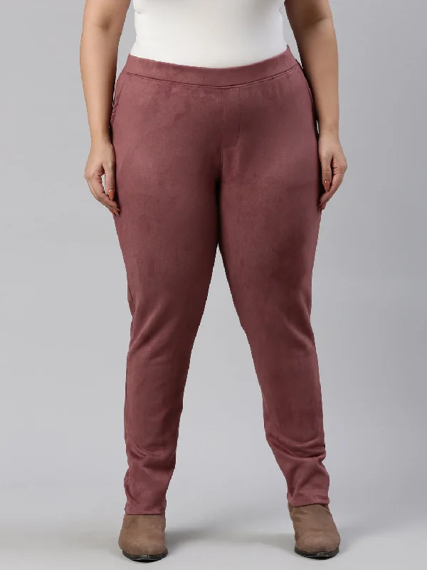 women-solid-light-wine-mid-rise-suede-treggings