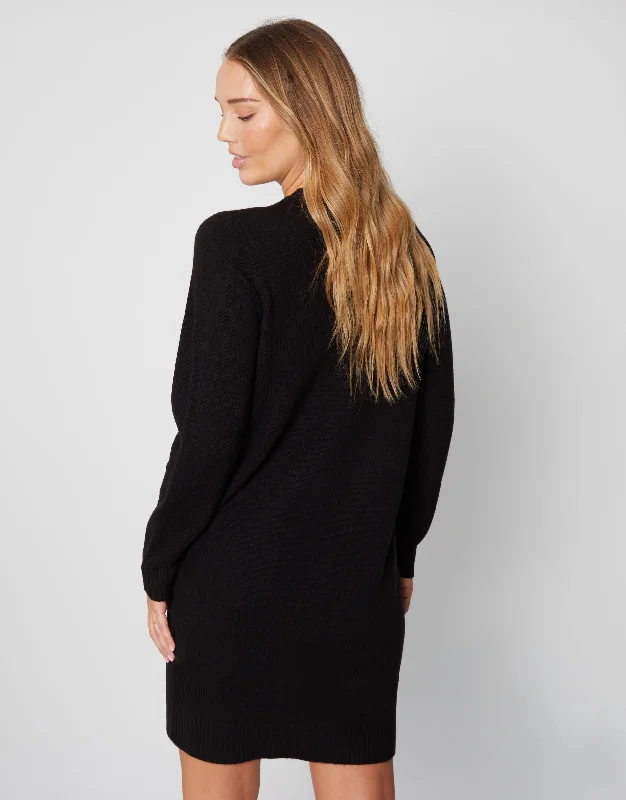 womens-black-ribbon-crew-neck-long-sleeve-ladies-knitted-mini-dress-tbli08120a